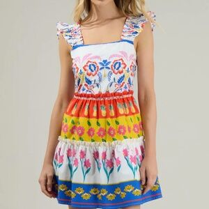 Sugarlips Olympia Floral Ruffle Tiered Mini Dress Small